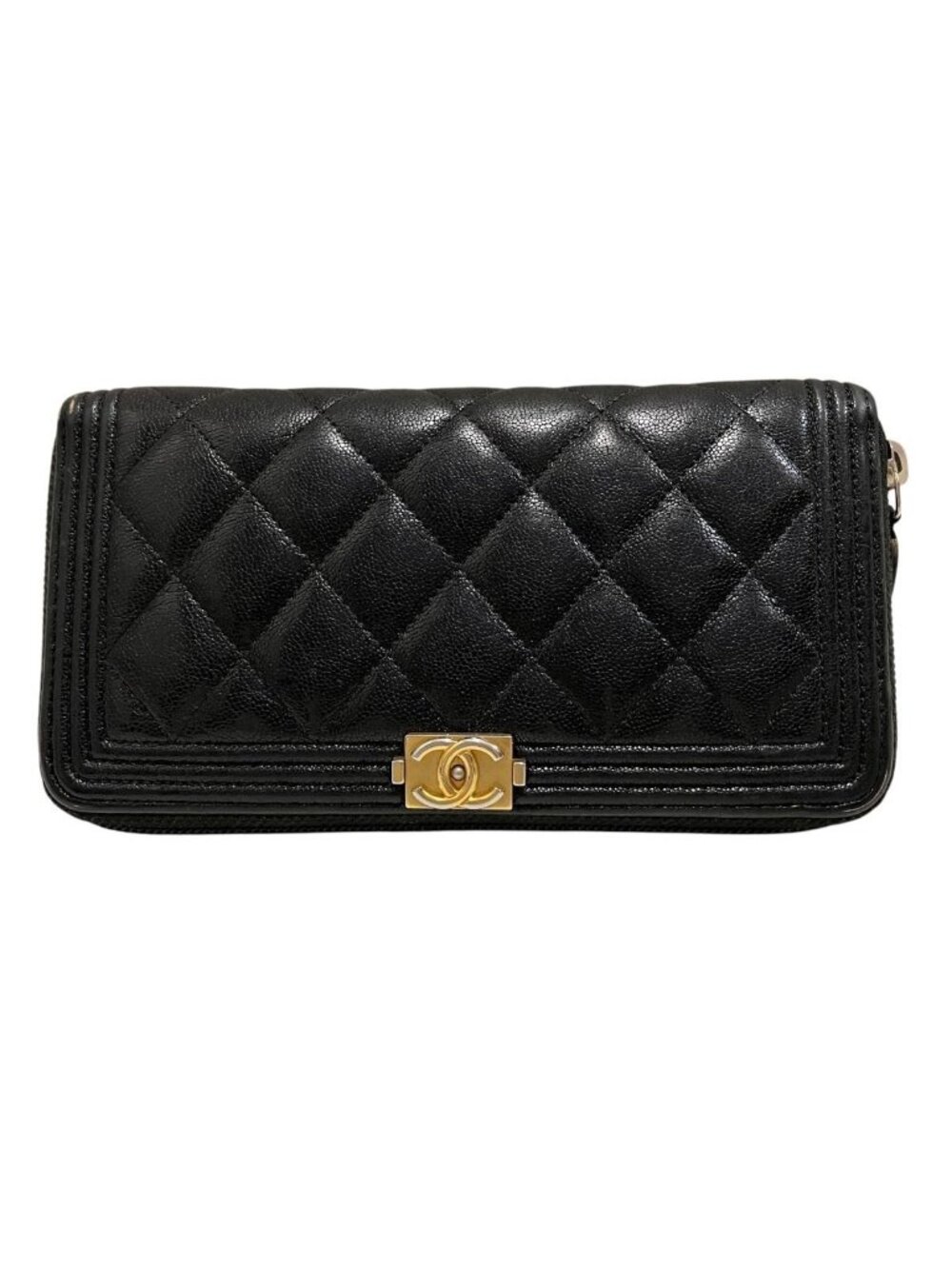 Chanel Zip Around Boy Wallet Caviar Leather